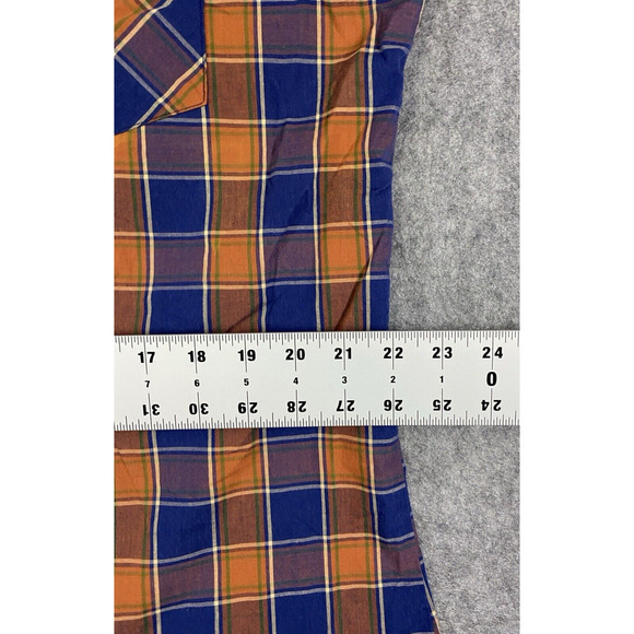 Wrangler Shirt Mens Large Orange Blue Plaid Pearl Western Cowboy Vintage 80s - Picture 3 of 15